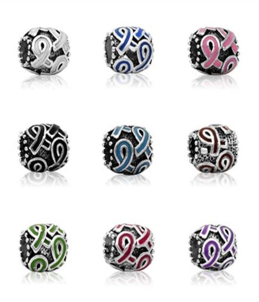 

breast cancer awareness jewelry diy interchangeable pink ribbon purple ribbon 9 colors charms beads fits european jewelry bracelets9141744, Bronze;silver