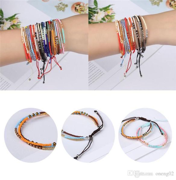 

bohemian colorful glass seed beads bracelet 3 layer boho mixed trilaminar braid bracelets for women girls with friendship card jew6000173, Golden;silver
