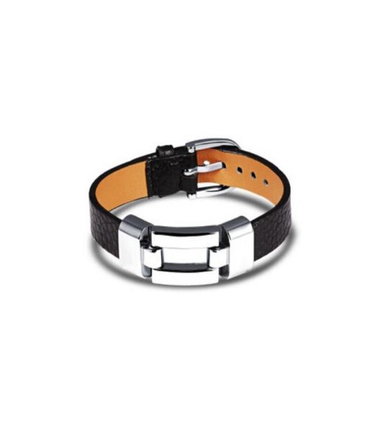 

leather charm bracelets for woman man personality blackred color stainless steel women men jewelry bracelet gift ph9853472404, Black