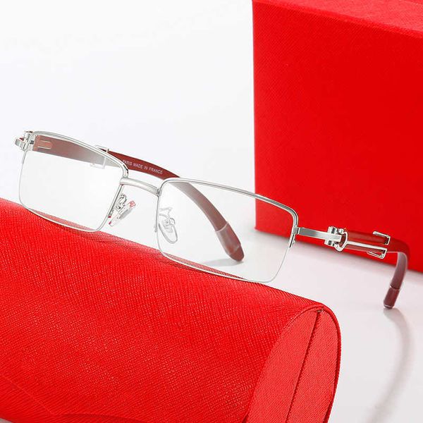 

Fashion sunglasses New wood grain leg Sunglasses men's fashion half frame catapult trend tide fishing line optical 333R8