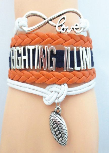 

fashion infinity love fighting illini football college team bracelet sports friendship bracelets b091236502774, Golden;silver