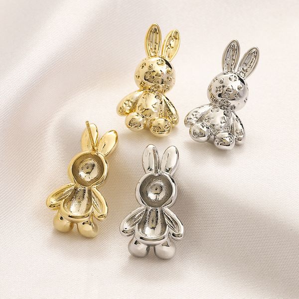 

fashion classic rabbit earrings designer diy earrings cute little animal shape letter-engraved earrings for women girls gift, Golden;silver