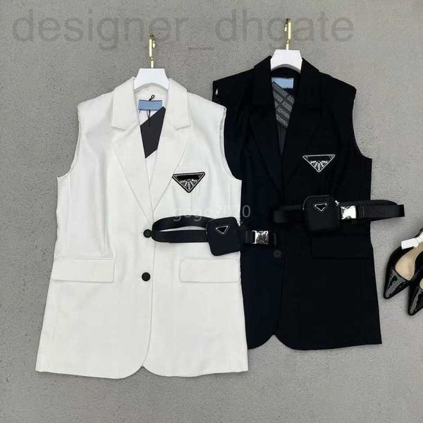 

women's jackets designer 23ss women designer jacket blazer coat with triangles letter belt bag runway high end custom luxury brand slee, Black;brown