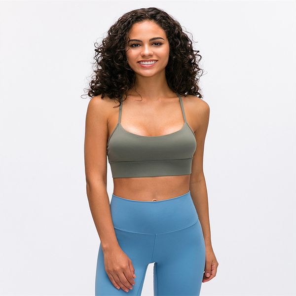 

lu-718 lu lulemon wholesale open back sports push up bra without underwire woman running fitness backless vest for women gym wear