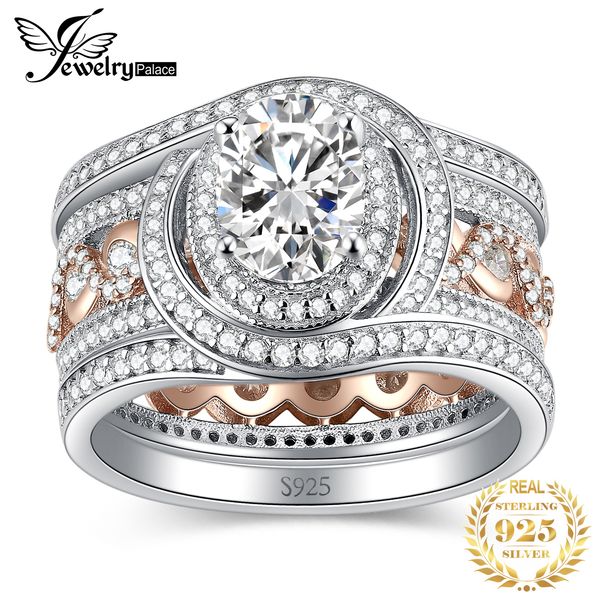 

with side stones jewelry 2 pcs 925 sterling silver wedding engagement ring for woman 29ct simulated diamond aaaaa cz gold bridal sets 230707