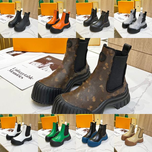 

2023 designer paris ruby flat ankle boots women laureate platform desert calfskin leather winter motorcycle knight booties shoes trim zipper, Black