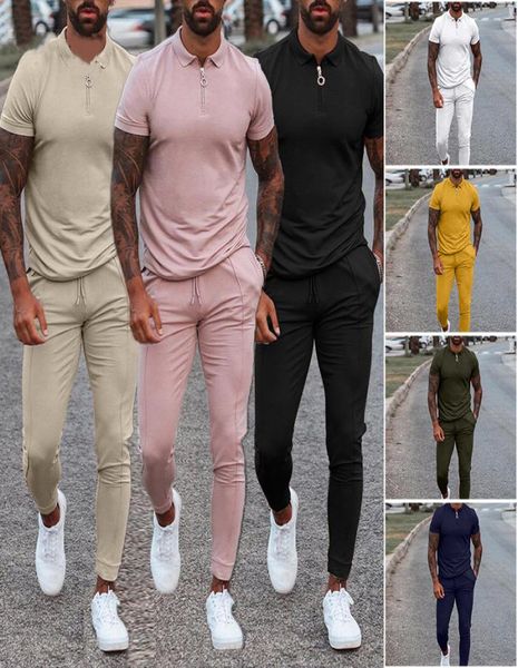 

men039s tracksuits summer casual twopiece suit youth shortsleeved clothing splice plussize man wear7441976, Gray