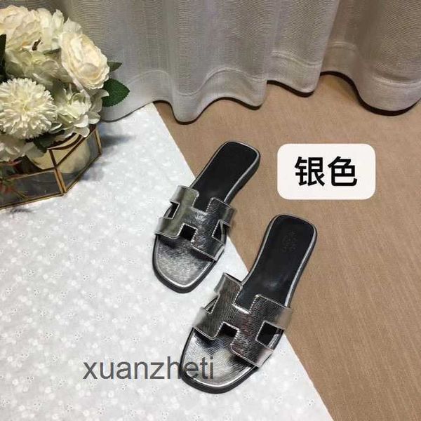 

designer setting sandal oran shoes higwomen's slipper bear slippers 2023 summer beacleather leisure fashion wear rhinestone flat bottom