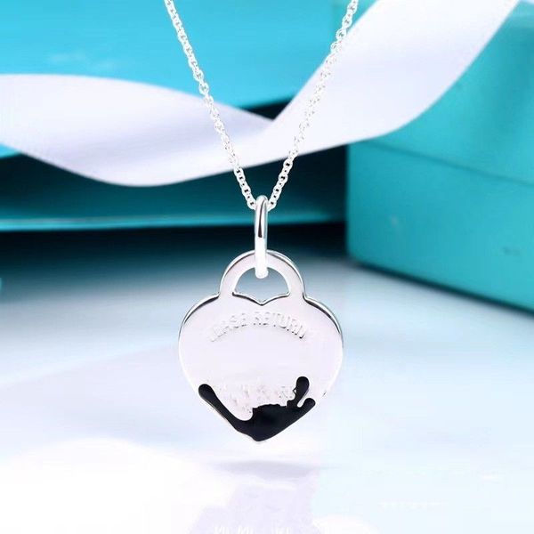 

luxury heart necklace designer jewelry fashion jewellery gold necklaces for women trendy blue red pink pendant wedding gift 9khr, Silver