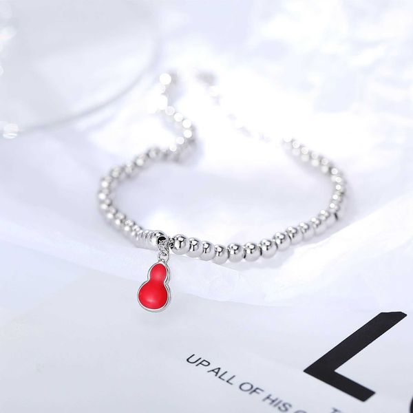 

counter quality tiffay red enamel gourd bracelet s925 sterling silver pendant ins style small design light luxury ball, Black