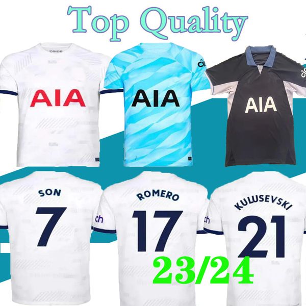 

s-2xl tottenham 23 24 kane soccer jerseys son kulusevski home reguilon 2023 lucas football shirt romero richarlison men maillots customized, Black;yellow