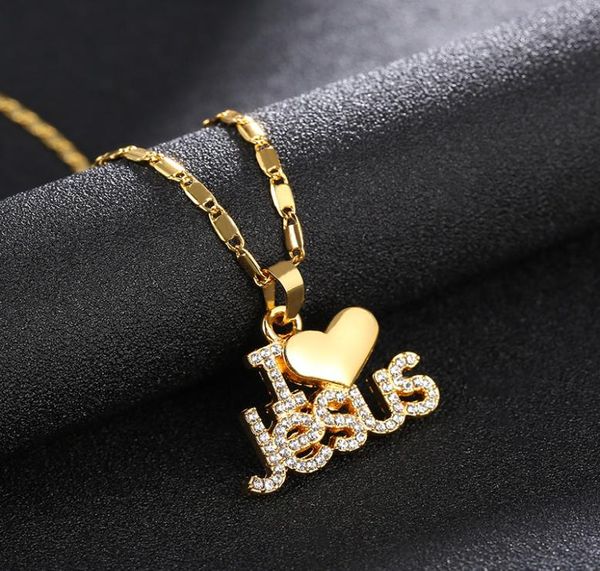 

fashion religious i love jesus pendant necklace for women goldrose gold christian jewelry accessories4343922, Silver