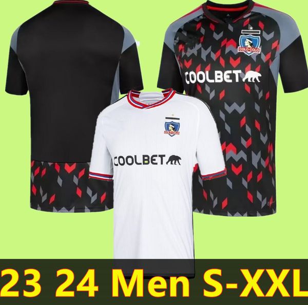 

23 24 colo-colo all black soccer jerseys opazo 2023 2024 falcon lucero suazo costa parraguez solari bolados blandi zavala men kids kit footb, Black;yellow