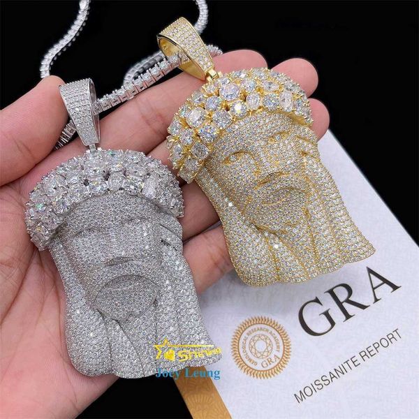 

pass diamond tester 925 silver vvs diamond mossinate fancy stones iced out pendant big size jesus moissanite custom pendant