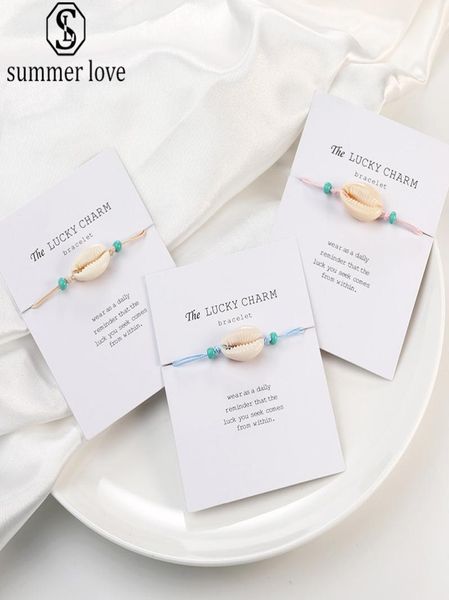 

handmade braided adjustable rope bracelet bohemian natural shell jewelry for women girls lucky charm bracelet giftz4001785, Black