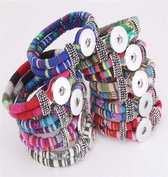 

bohemian multicolor cotton cords bracelets silver color ethnic wrap noosa snap button jewelry women accessories pulseras mujer b196425882, Golden;silver