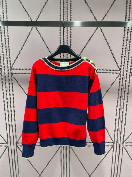 

2023 women stripe gold button sweater pullovers red casual autumn winter chic sweater female loose knit soft jumper, White;black