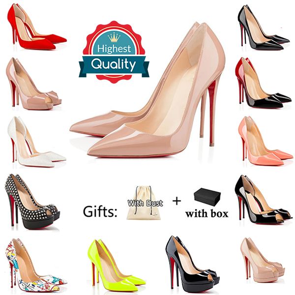 

2023 with box dress shoes red bottoms high heels luxurys womens platform women designers peep-toes sandals pointed toe reds sole 8-12cm snea, Black