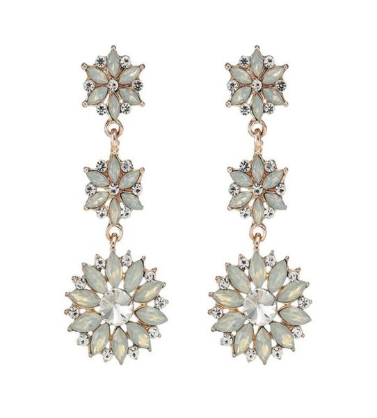 

fashion opal crystal long drop earrings women bridal earrings for party jcc0766050522, Silver