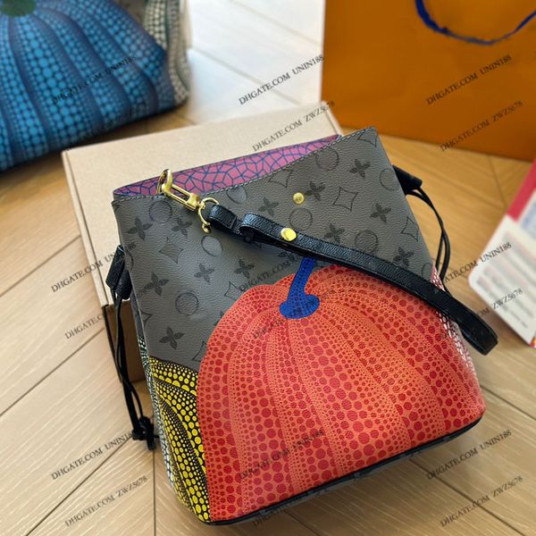 

23ss women luxury designer totes bags onthego pumpkin drawstring bucket handbag flowers shouder crossbody ladies handbags with original dust