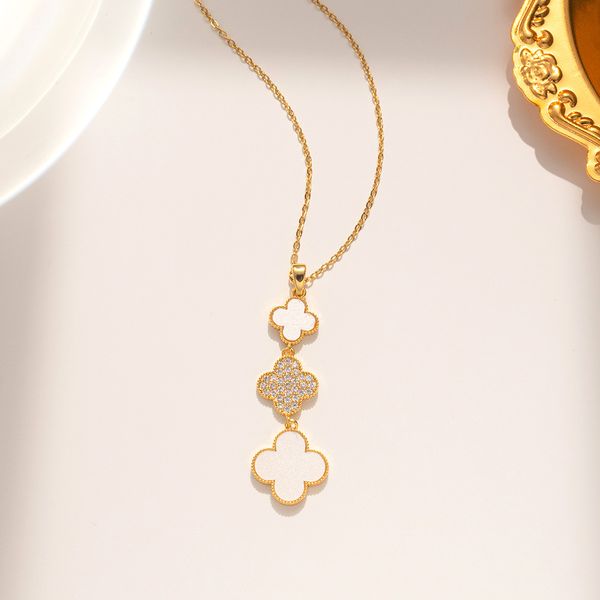 

new luxury 3 clover pendant necklace jewelry for women gift, Silver