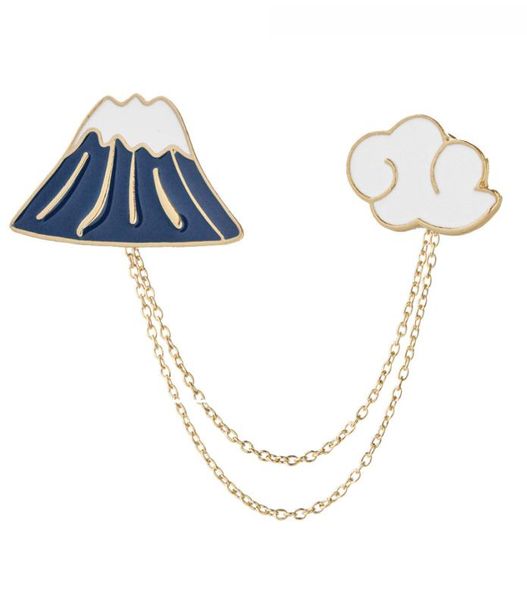

personality snow mountain cloud pins chain ornament cute special brooch creative new trend gift for boys8980679, Gray