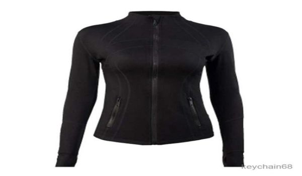 

s yoga jacket women define workout sport coat fitness sports quick dry activewear solid zip up sweatshirt sportwear3709263, Black;white