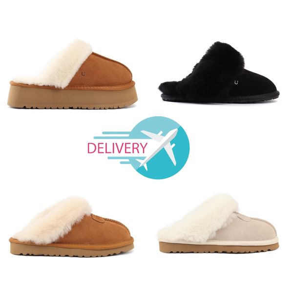 

2023 winter boots classic mini snow boots tazz slippers tasman solid ankle australia chestnut slipper warm fur boot warm booties size 34-42, Black
