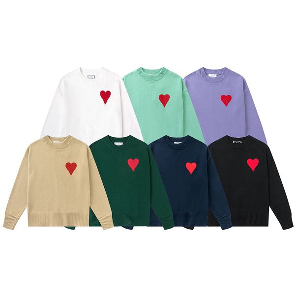 

Fashion Amisweater Paris Sweater Mens Designer Knitted Shirts Long Sleeve French High Street Embroidered A Heart Pattern Round Neck Knitwear Men Women 01, 07