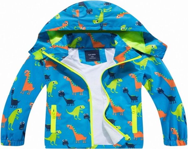 

waterproof boys rain jacket lightweight zipper hoodies for kids dinosaurs coat outerwear v3gv2339884, Black