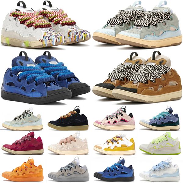 

luxury designer mesh casual shoes men women for laceup extraordinary embossed leather curb sneakers calfskin rubber nappa platformsole shoe, Black