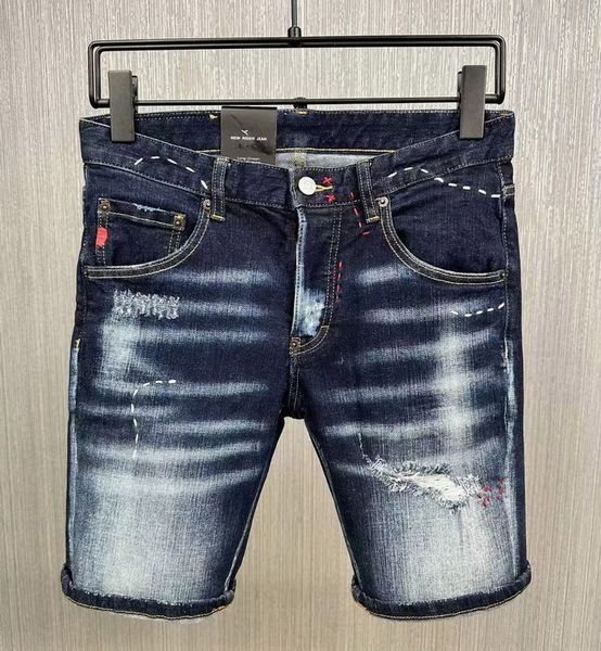 

man jeans shorts stitch detail vintage washed effect, Blue