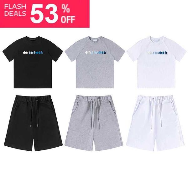 

trapstar london t shirt chest white-blue color towel embroidery mens shirt and shorts casual street shirts british fashion brand suits, White;black