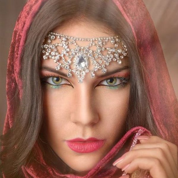 

hair chain rhinestone forehead ornament exotic hollow forehead chain personality national design hair accessories female hair chain designer, Silver