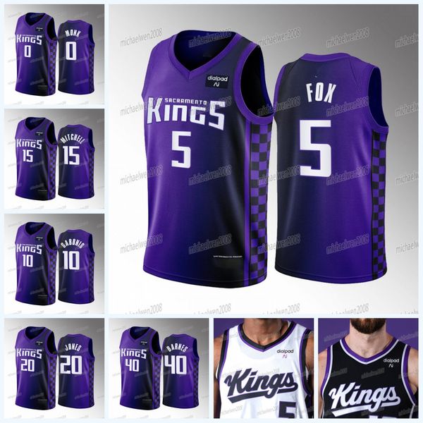 

kings basketball jersey harrison barnes terence davis keon ellis de'aaron fox kevin huerter colby jones alex len trey lyles malik monk, Black;red