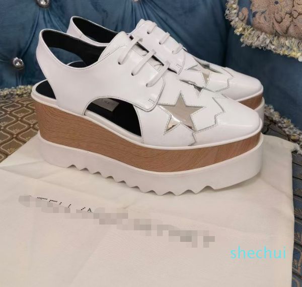 

sandals genuine leather grain fashion women wedge platform heel shoes, Black