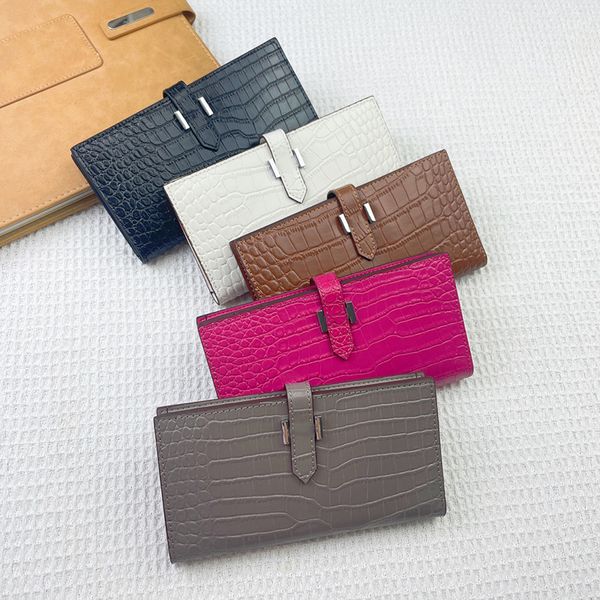 

designer wallet fashion alligator leather women handbag black fuchsia luxury lady purse with box, Red;black