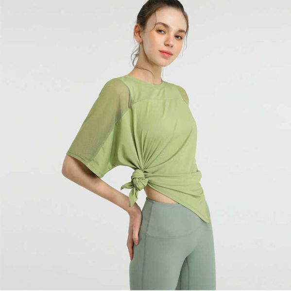 

designer lulus women t shirt original yoga short sleeve back split yoga suit fast dry breathable running training fitness t-shirt female lul, White