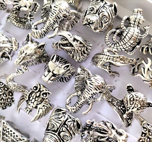 

whole mix band animal silver punk ring mens rocker alloy rings vintage jewelry random6773638