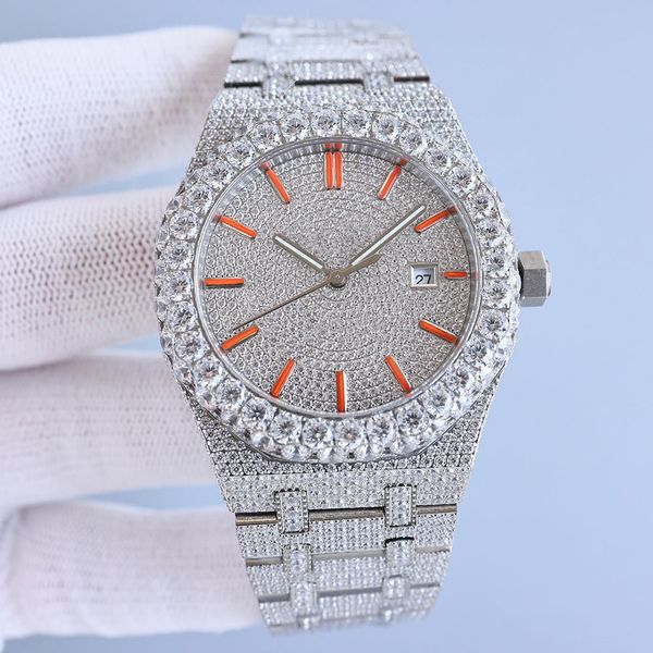 

ap diamond watches handmade diamonds watch mens automatic mechanical designer 42mm with diamond-studded steel 904l sapphire lady wristwatch, Silver
