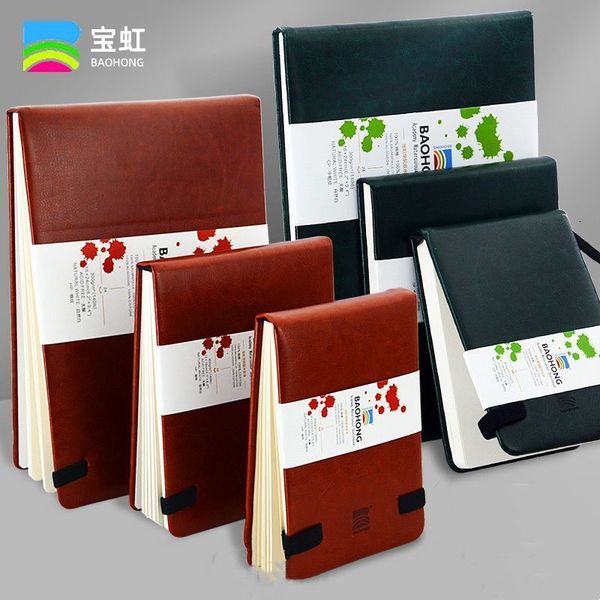 Other Office School Supplies Baohong 100 Cotton PU Watercolor Paper Book 300g 24sheets Portable Travel Sketchbook Acuarelas Art 230706