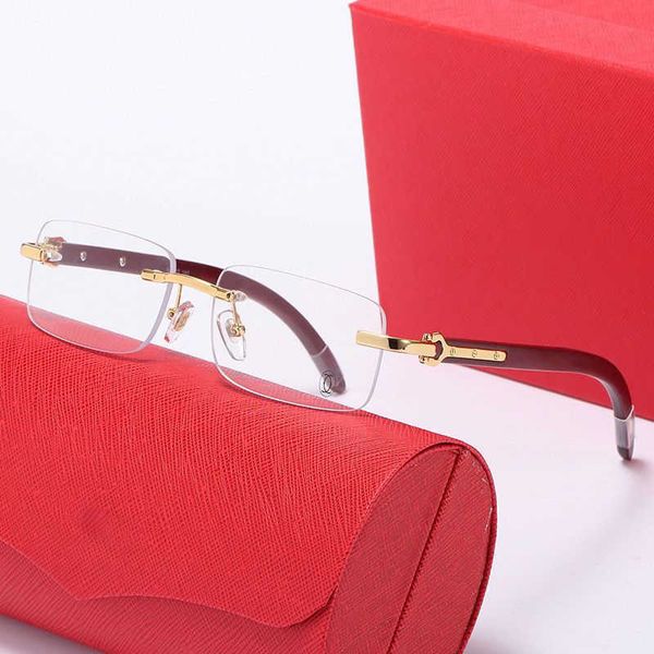 

new frameless wooden leg sunglasses for men european and american box fashion trends optical glasses women 1015, White;black