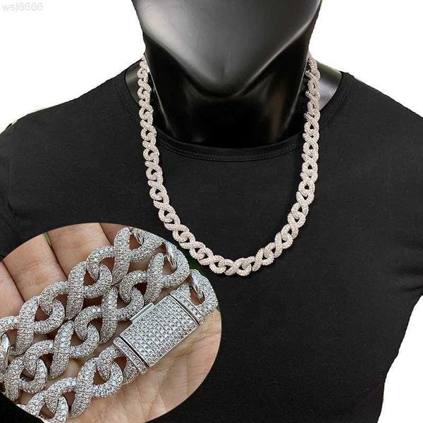 

new style rhodium plated on brass material hiphop cuban necklace micro pave iced out cz chain, Silver