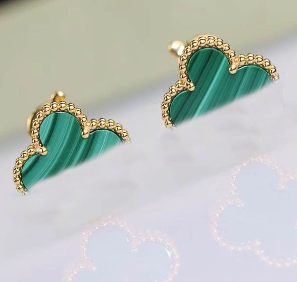 

2023 luxury quality v gold material silver flower with nature stone charm clip stud earring for women wedding gift jewelry have stamp box ps, Golden