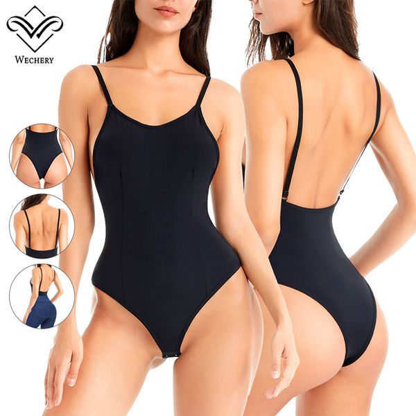 

women shaper one piece backless bodysuit shapewear, Black;white