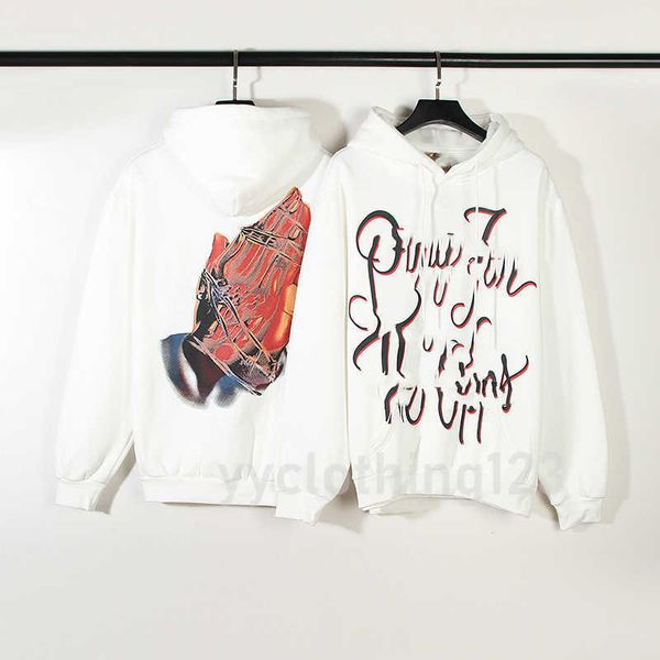 

women men and with american high street travis praeying handss loose hoodie hip hop sports hoodie trend kaneyees designer run 23ss, Black