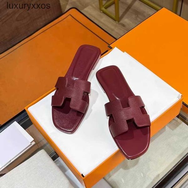 

versatile oran slipper designer lady sandals h hh 2023 summer type women wear genuine one leather word brown beach shoes r887