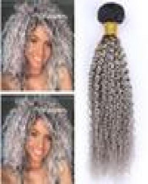 

kinky curly peruvian grey ombre human hair weave bundles 4pcs black and silver grey ombre virgin human hair weft extensions 083112