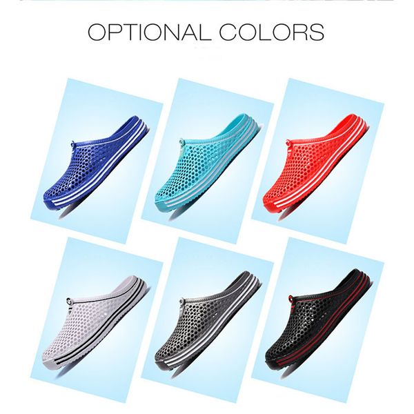

designer men's and women's slippers with hollow air vents muggles flip-flops garden shoes summer couple slip-on half slippers, Black