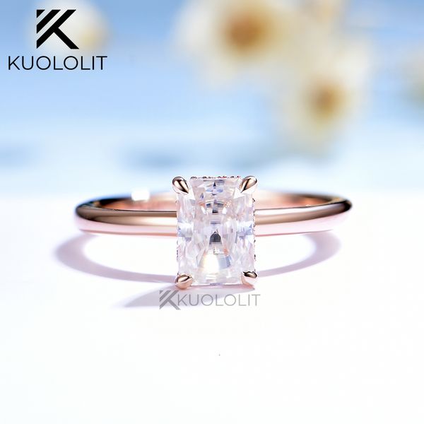 

wedding rings kuololit radiant ring for women soild 18k 14k rose gold hide halo wedding jewelry for engagement christmas gifts 230706, Slivery;golden